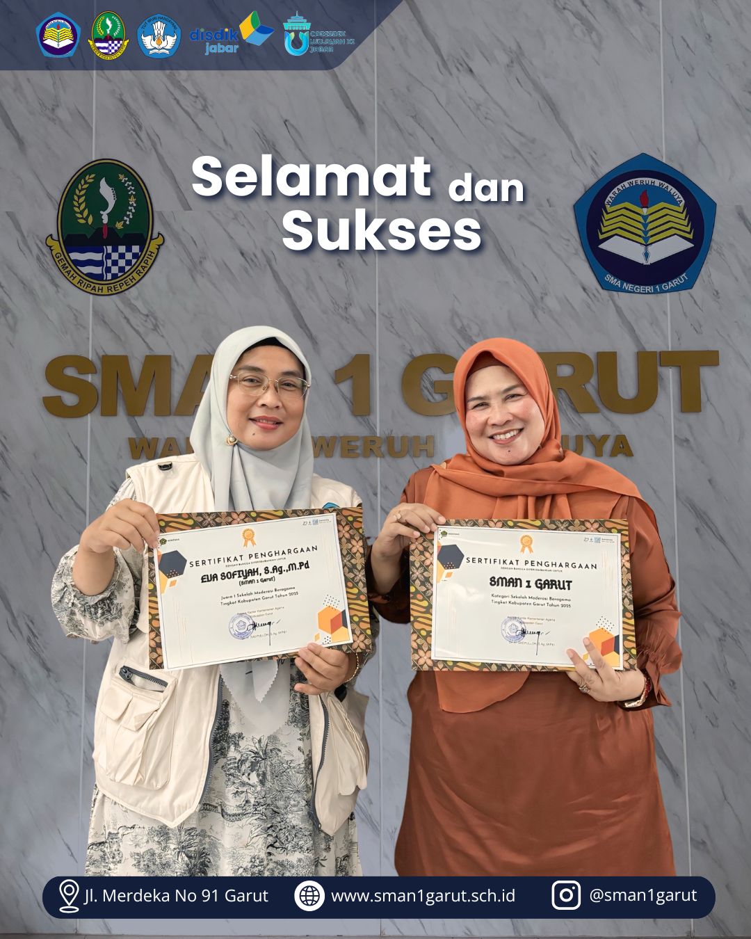 SMAN 1 Garut berhasil meraih Juara 1 Sekolah Moderasi Beragama Tingkat Kabupaten Garut