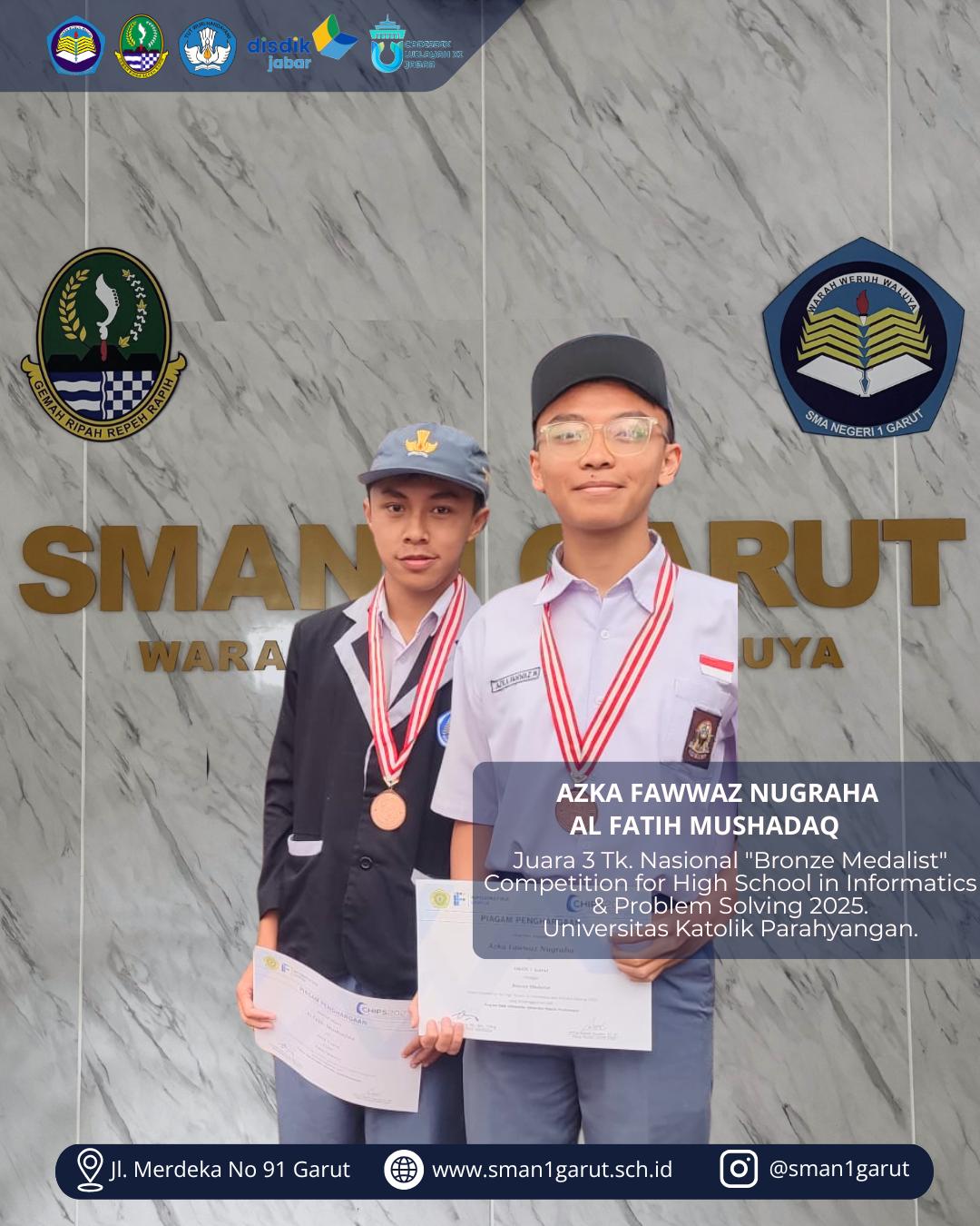 Azka Fawwaz Nugraha dan Al Fatih Mushadaq Sukses Meraih Broze Medalist in Informatics & Problem Solving