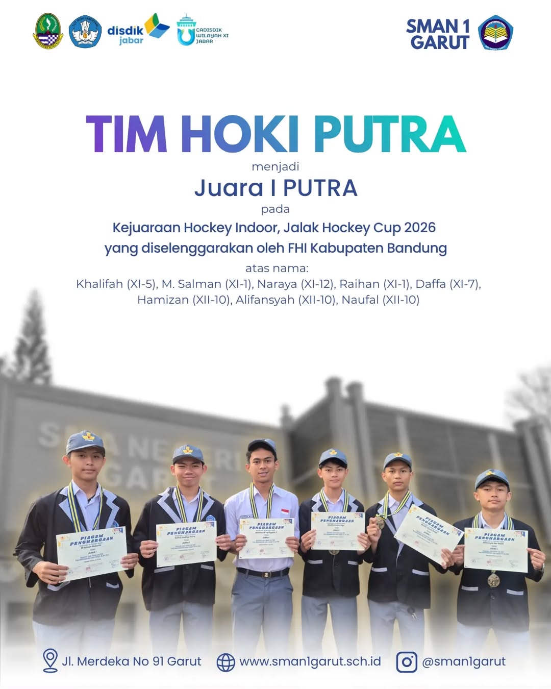 Tim Hoki Putra dan Putri SMAN 1 Garut Raih Prestasi di Jalak Hockey Cup 2026 Tim Hoki Putra dan Putri SMAN 1 Garut Raih Prestasi di Jalak Hockey Cup 2026